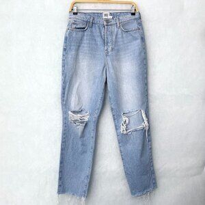 BDG Women's Jeans Slim Straight Button Fly Light Wash Distressed 29 length 28"
